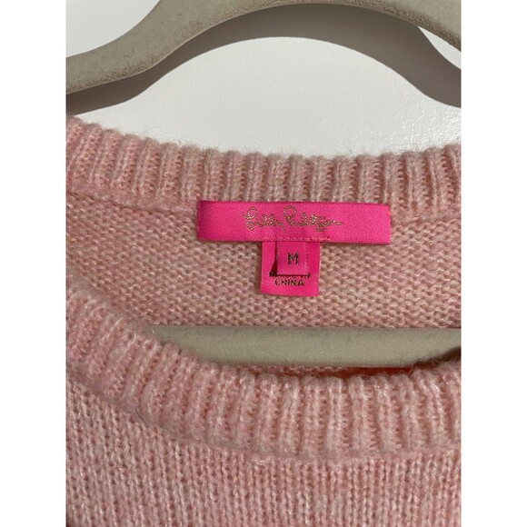 Lilly Pulitzer Sweater M Pink Ritza Striped Wool Academia Balloon Sleeves Preppy - Picture 4 of 8